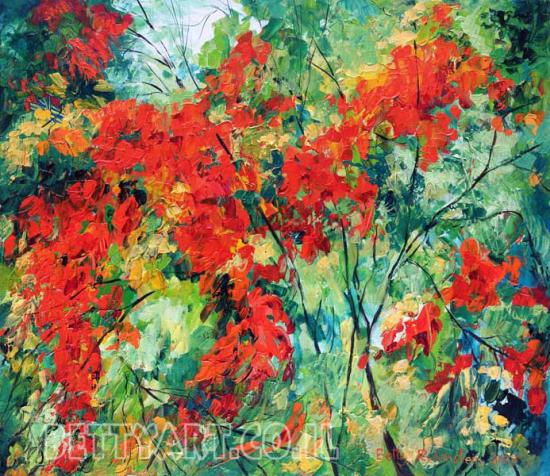 painting of Israeli landscape, mood painring on canvas, for home design 